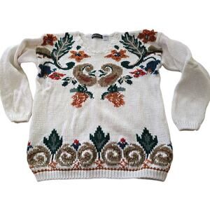 Vintage Heavy Knit Sweater SZ L Scalloped Neckline Grannycore Jumper